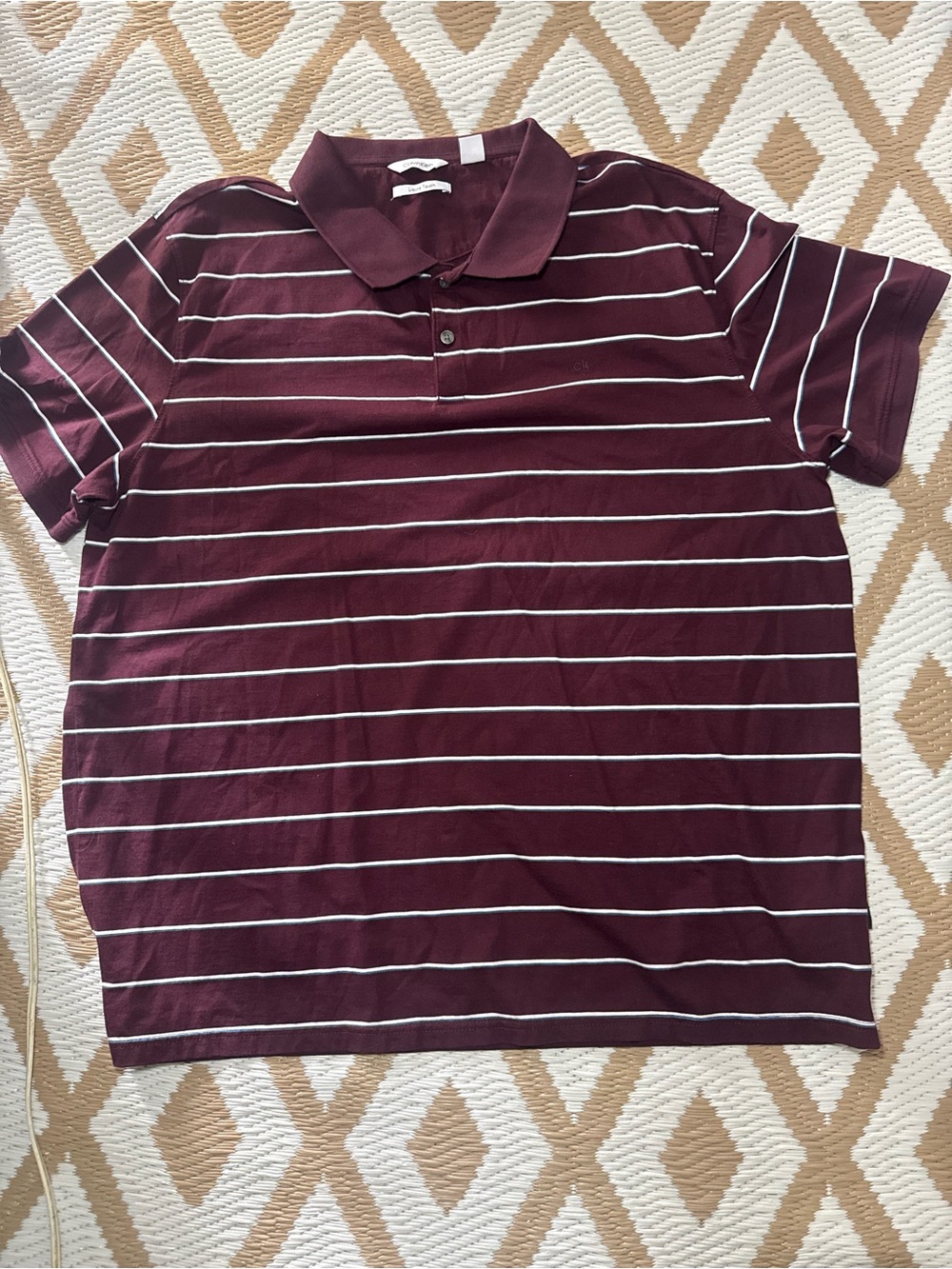 Calvin Klein Burgundy Polo with White Stripes